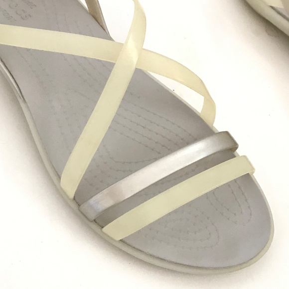 CROCS Isabella Strappy Sandals Flat Comfort Sandals Yellow Women’s  Size 8 - Picture 2 of 16